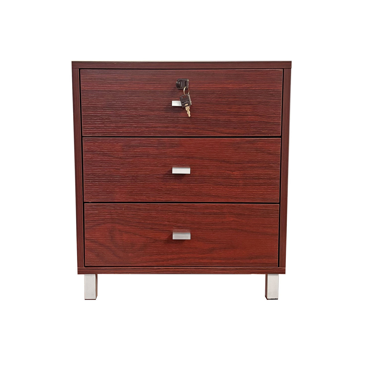 3 Drawer Nightstand Locking Top Drawer Metal Drawer Glides Metal Bar Handles