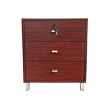 3 Drawer Nightstand Locking Top Drawer Metal Drawer Glides Metal Bar Handles