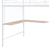 Loft Bed With Desk And Grid, Stylish Frame With Lateral Storage Ladder And Wardrobe