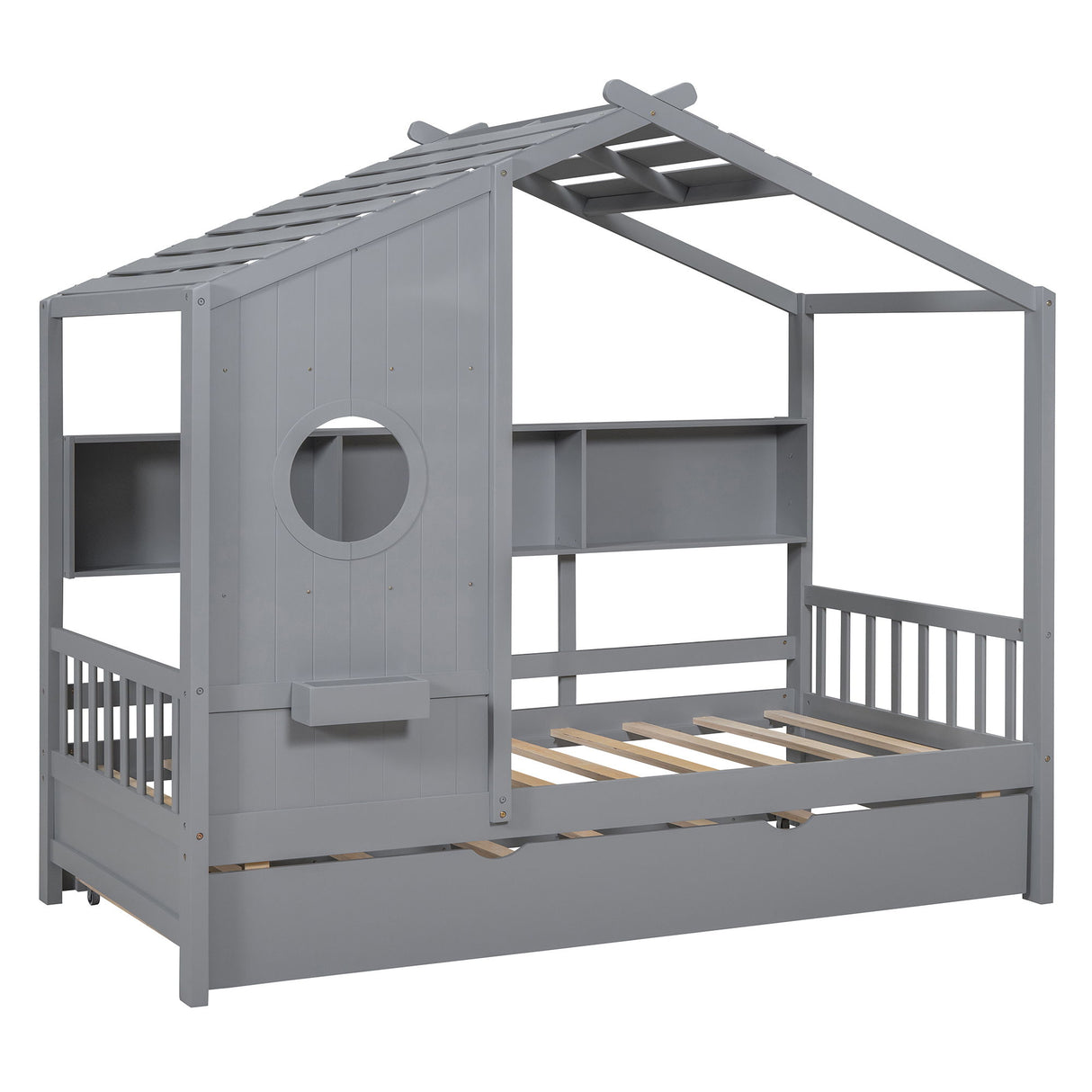 Modern Design House Bed With Storage Shelf