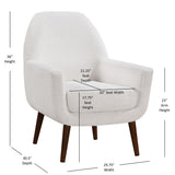 Prince - Mid Century Boucle Arm Chair With Solid Wood Legs - White
