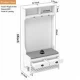 Modern 3 In 1 Hallway Hall Tree With Storage Drawers, Coat Rack, Shoe Rack Bench And Cushion