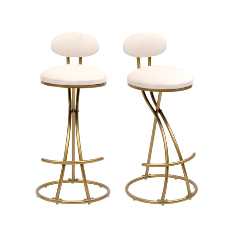 Bar Stools Upholstered Counter Height Barstools For Kitchen Island Modern PU Leather Dining Chairs With Footrest (Set of 2)