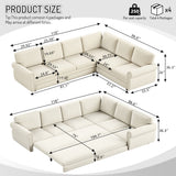 L-Shaped Sofa Couch With Pull Out Bed With Nailhead Trim & Rolled Arm