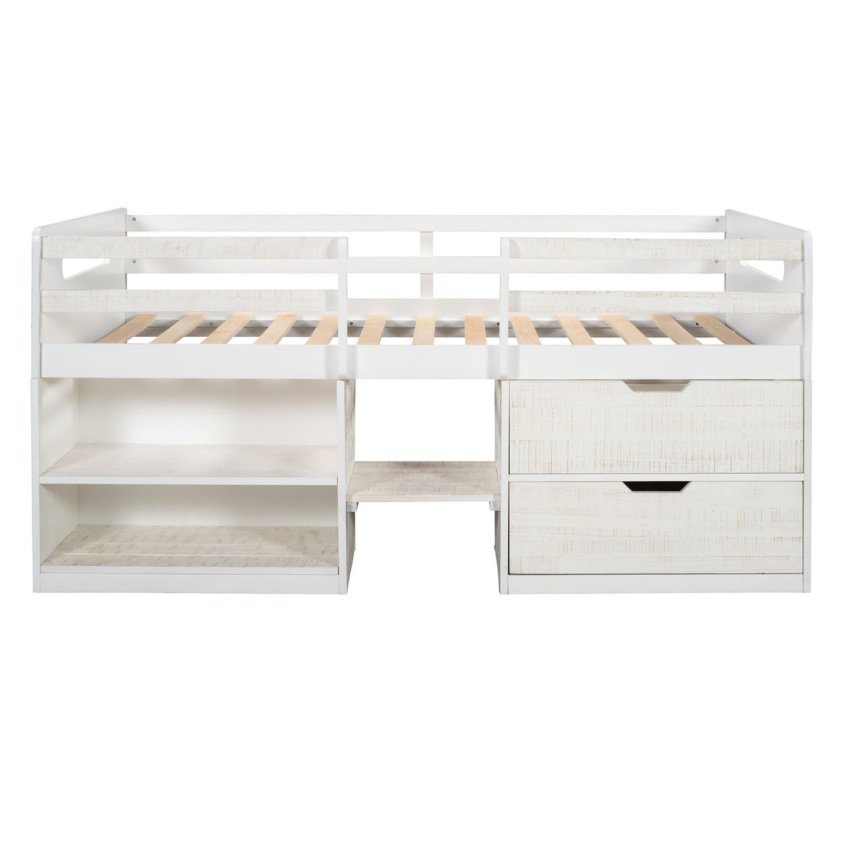Loft Bed With Two Shelves And Two Drawers