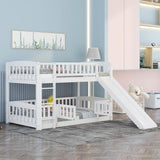 Low Bunk Bed With Slide, Fence And Ladder