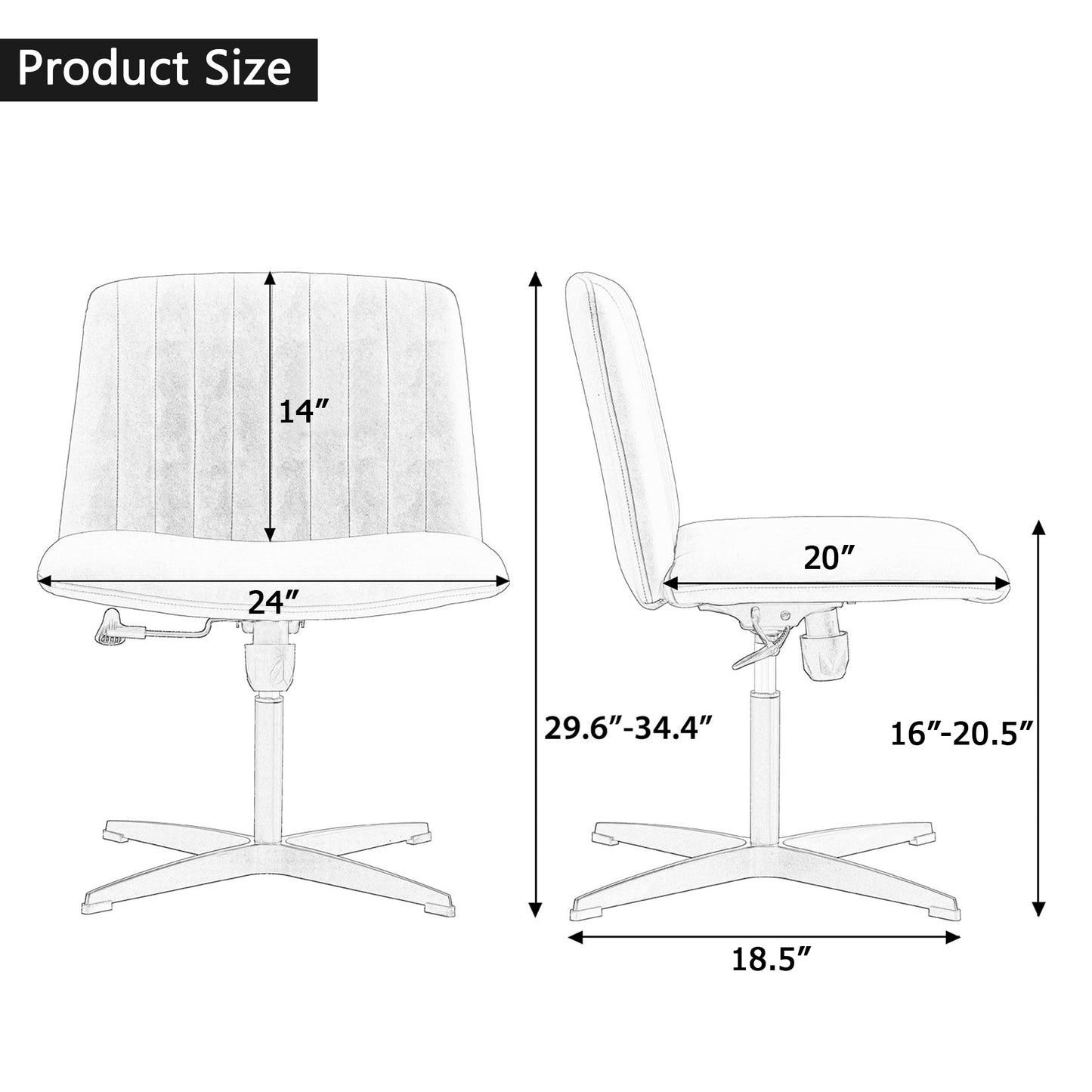 Black High Grade Pu Material. Home Computer Chair Office Chair Adjustable 360 ° Swivel Cushion Chair With Black Foot Swivel Chair Makeup Chair Study Desk Chair. No WheelsW115167391