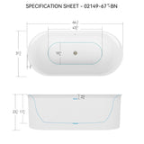 Acrylic Freestanding Bathtub-Acrylic Soaking Tubs, Fluted Style Freestanding Bathtub With Integrated Slotted Overflow And Brushed Nickel Toe-Tap Drain, 02149-Bn - Glossy White