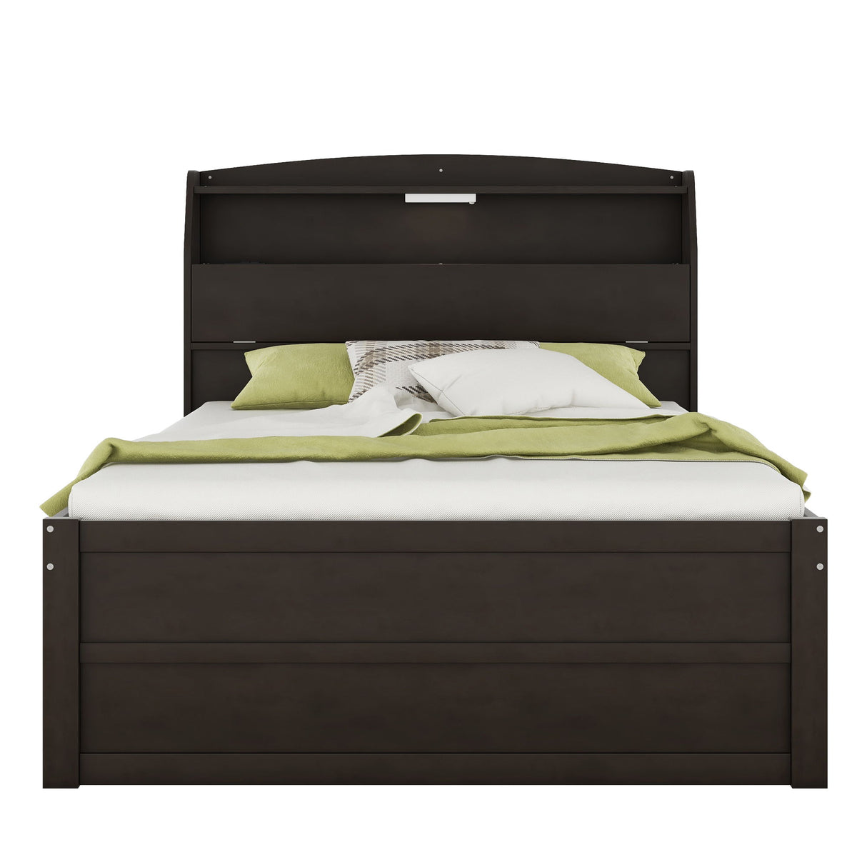 LED Platform Bed With Trundle With Storage Headboard With Drawers
