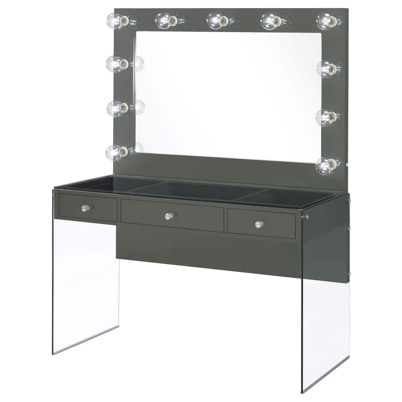 Katelyne - 3 Drawer Vanity Set With Mirror - Gray