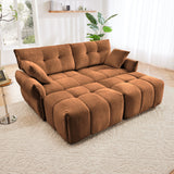 Elegant Sofa Set With Ottoman And Pillows, Textured Chenille, High Resilience Cushions