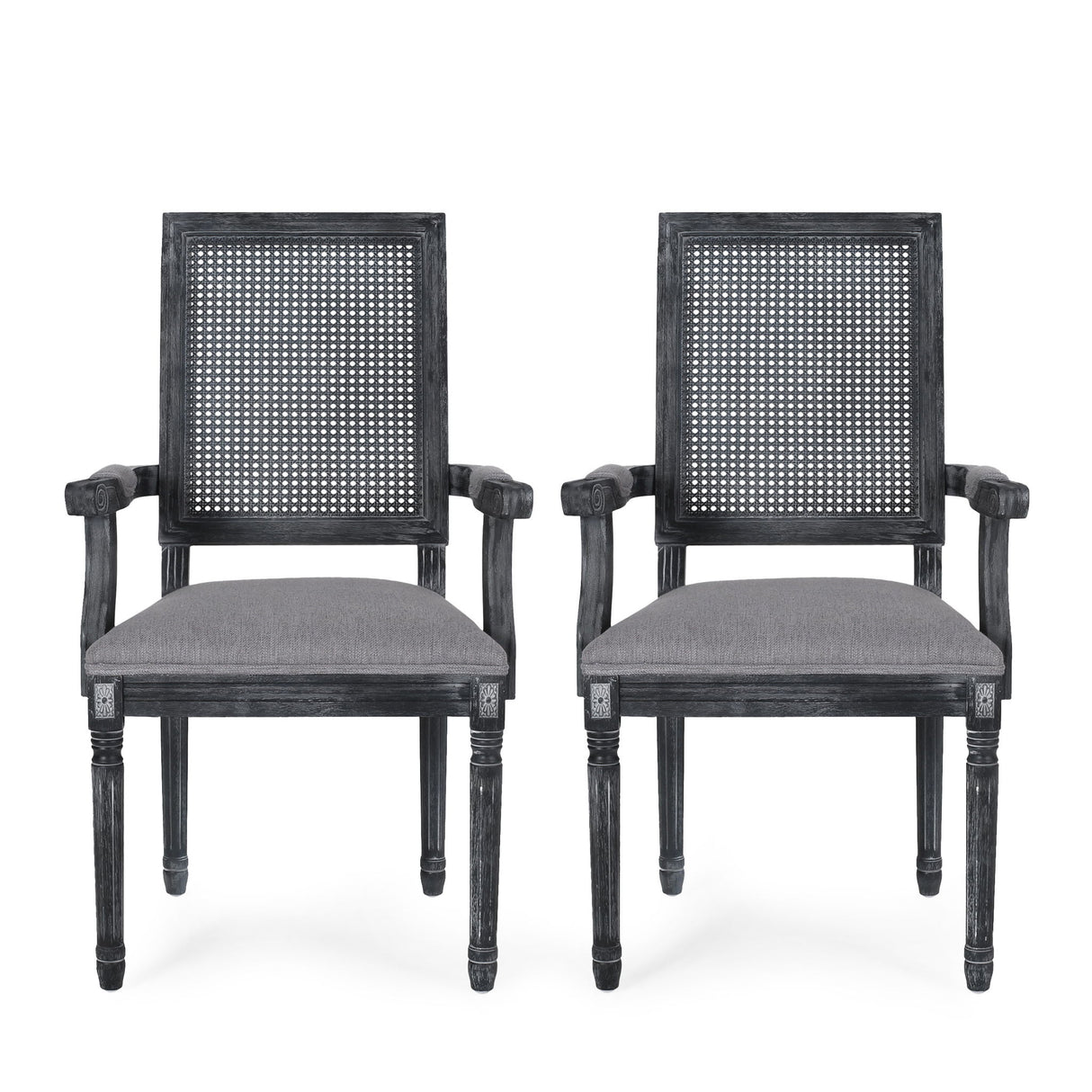 Elegant French Country Style Dining Chair With Cane Backrest