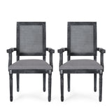 Elegant French Country Style Dining Chair With Cane Backrest
