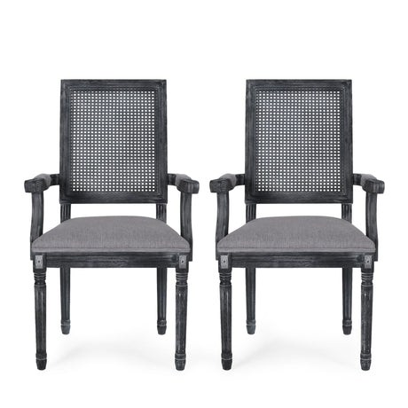 Elegant French Country Style Dining Chair With Cane Backrest