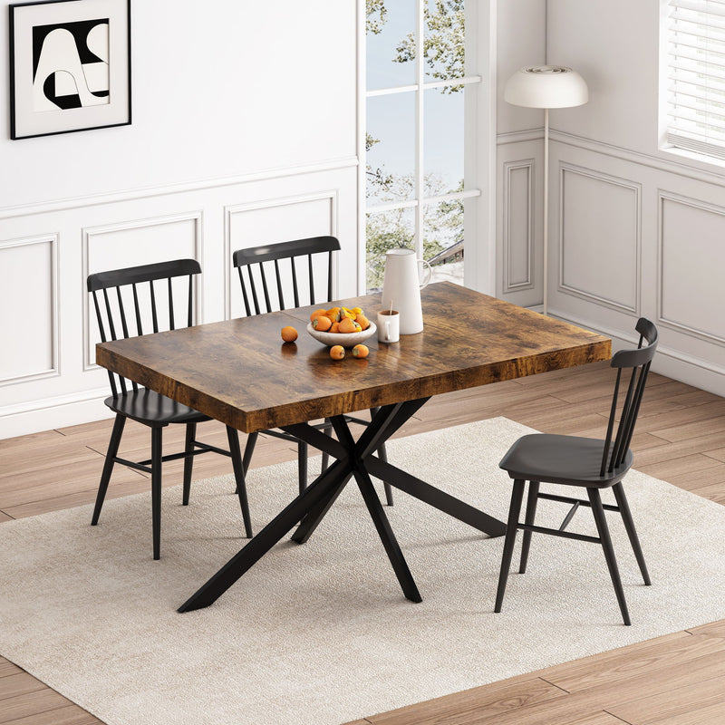Retro Rectangular Stretch Dining Table With Embossed Center Plate