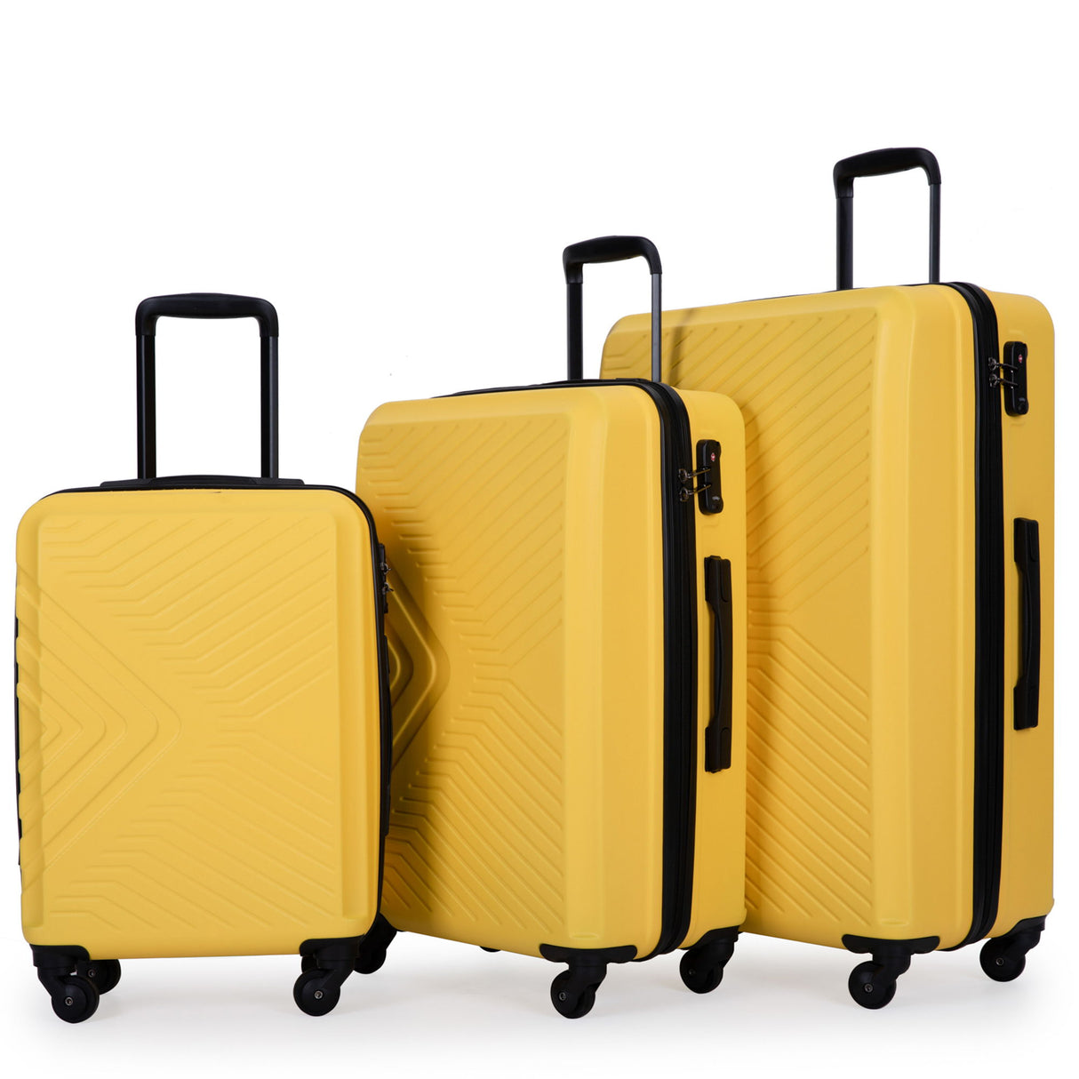 3 Piece Luggage Sets Lightweight Suitcase With Two Hooks, Spinner Wheels, Tsa Lock, Durable Hard Shell