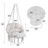 Macrame Hanging Hammock Chair With Cushion, Cotton Rope Swing For Indoor And Outdoor Use, 330 Lbs Capacity - Beige