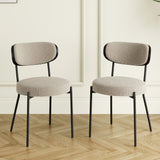 Boucle Modern Kitchen Dining Chair With Bentwood Back (Set of 2)