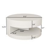 Round Coffee Table With Storage, Vertical Stripe Design