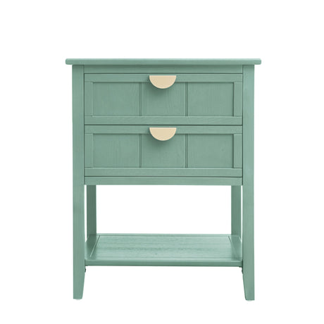 2 Drawer Side Table, American Style, End Table, Suitable For Bedroom, Living Room, Study