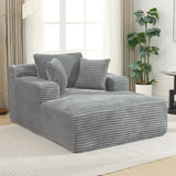 Modern Full Compressed Chaise Lounge Sofa Bed With Removable Pillows, Upholstered - Gray