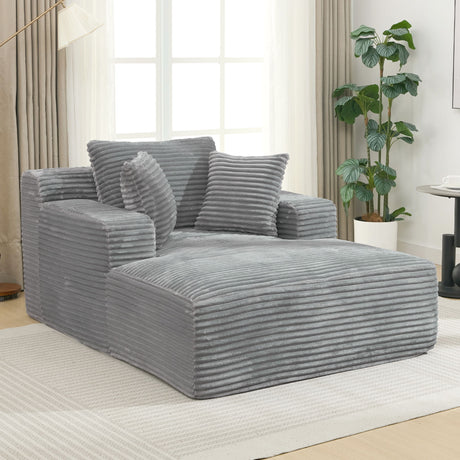 Modern Full Compressed Chaise Lounge Sofa Bed With Removable Pillows, Upholstered - Gray