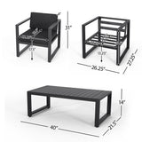 4 Piece Outdoor Chair Set With Weather Resistant Cushion - Dark Gray