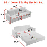 Pull Out Sofa Bed 3 In 1 Velvet Convertible Sleeper Sofa With Nailhead Trim & Rolled Arm, Multi Functional