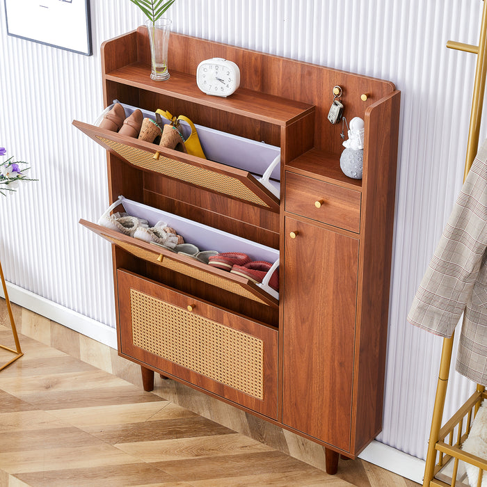 Modern minimalist storage cabinet, Japanese rattan shoe cabinet, bed top cabinet, small home furniture. Suitable for corridors and living rooms. GZ-DI-03