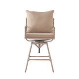 Industrial Outdoor Patio Plumber's Iron Frame Swivel Barstool With Cushions, Height Adjustable