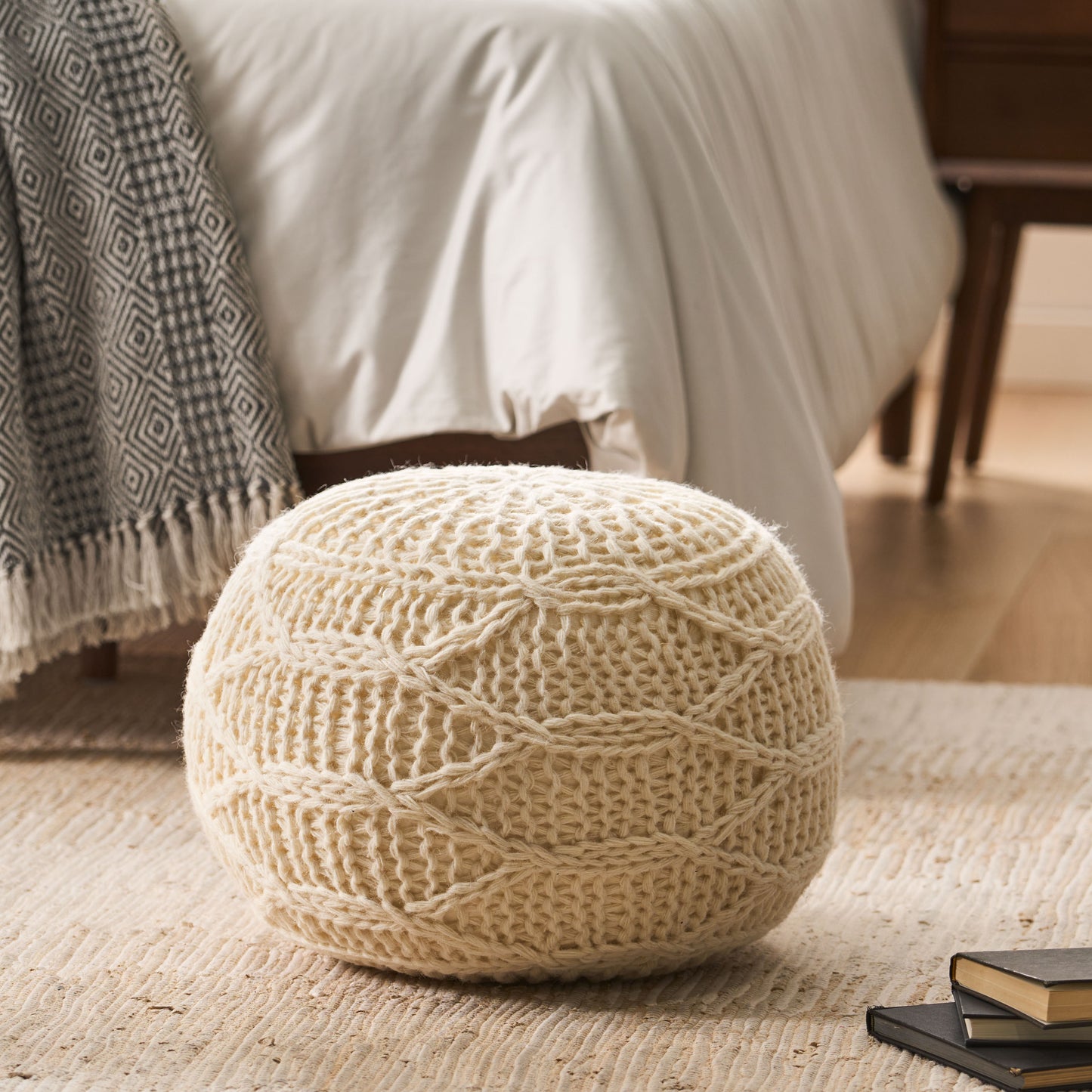 Malibu Knitted Wool 20 x 20 Round Pouf