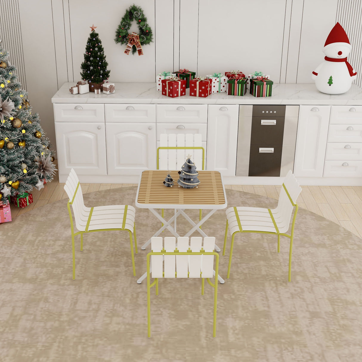 4 Piece Set Of Modern Color Block Designed Single Chairs