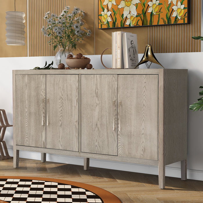 U-STYLE  Storage Cabinet Sideboard Wooden Cabinet with 4 Metal handles ,4 Shelves and 4 Doors for Hallway, Entryway, Living room