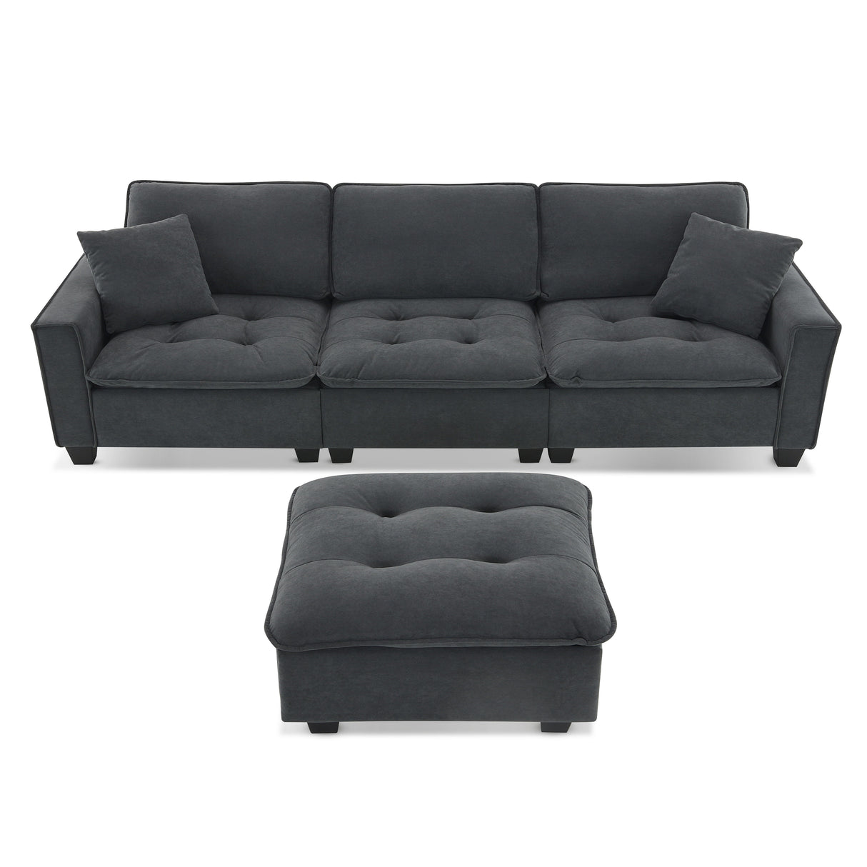 Modern Convertible Sectional L Shaped Reversible Couch Set With Free Pillows 4 Seat Suede Sleeper Sofa With Ottoman