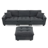 Modern Convertible Sectional L Shaped Reversible Couch Set With Free Pillows 4 Seat Suede Sleeper Sofa With Ottoman