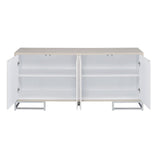 Panos - Console Cabinet - White Marcle / Chrome