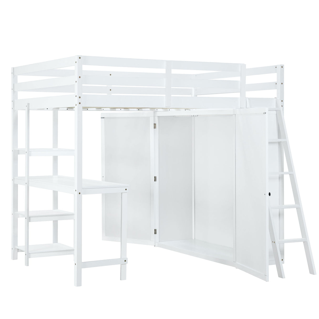 Loft Bed With Wardrobe And Desk And Shelves