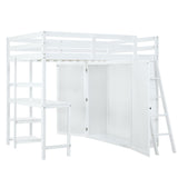 Loft Bed With Wardrobe And Desk And Shelves
