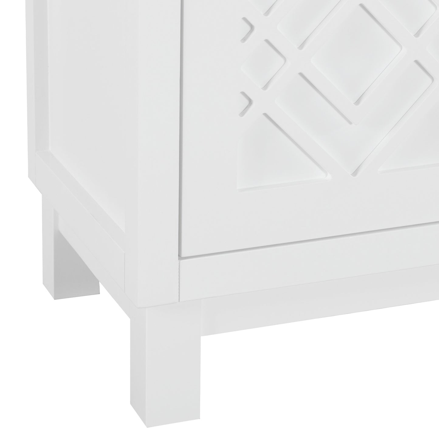 TREXM Large Storage Space Sideboard, 4 Door Buffet Cabinet with Pull Ring Handles for Living Room, Dining Room (White)