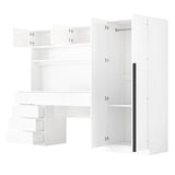 2 Door Storage Desk Wardrobe For Bedroom With Shelves And Drawers