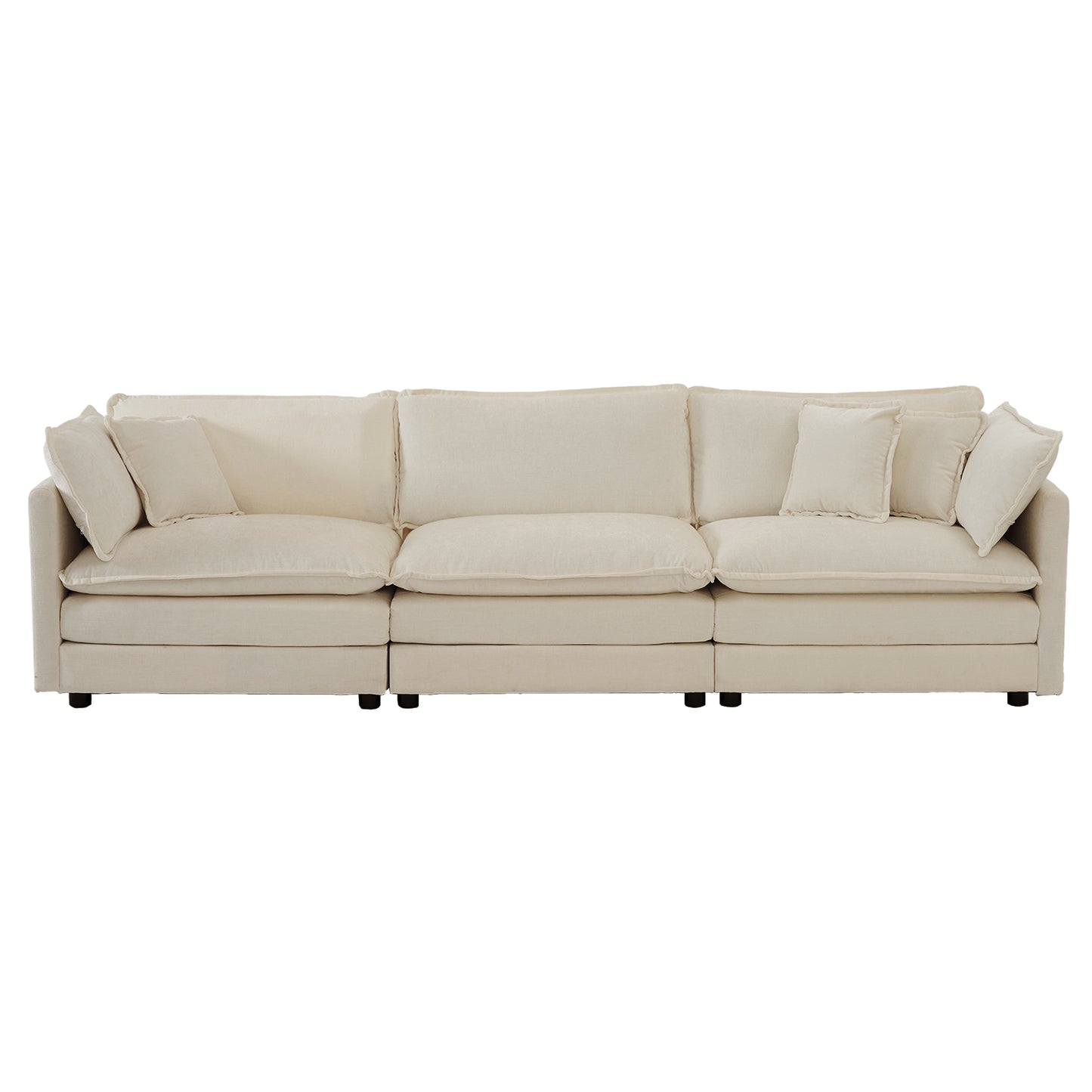 Sofa Set of 2 Chenille Couch, 2+3 Seater Sofa Set Deep Seat Sofa, Modern Sofa Set for Living Room, Beige Chenille