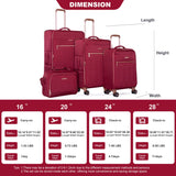 4 Piece Set, Softshell Suitcase Spinner Wheels Terylene Luggage Sets