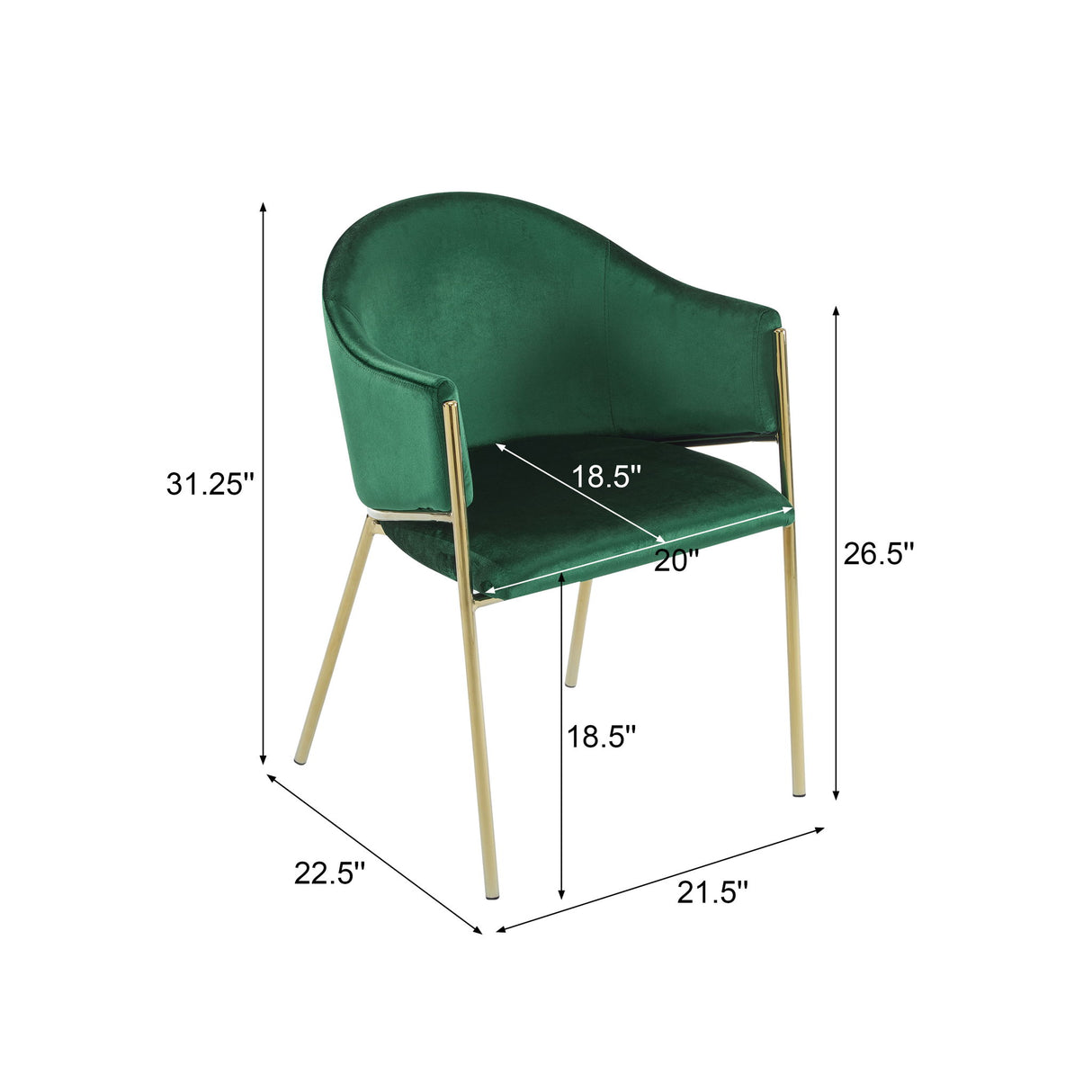 Modern Upholstered Dining Chair With Frame And Plush Velvet