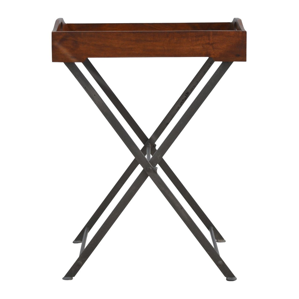 Tray With Cross Base - Brown / Steel Gray