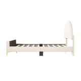 Upholstered Platform Bed With Classic Semi-Circle Shaped Headboard