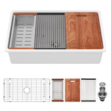 Undermount Workstation Single Bowl Porcelain Ceramic Kitchen Sink