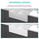 Sink 33" Double Bowl Kitchen Sink With Deep Bowls And Grids - White