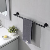 Bathroom Hardware Set Stainless Steel With Towel Bar, Paper Holder, And Hooks - Matte Black