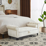 Luxurious Velvet Multifunctional Storage Ottoman Bench With Pillow