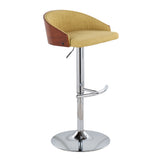 Shiraz - Mid-Century Modern Adjustable Barstool With Swivel (Set of 2) - Walnut / Green
